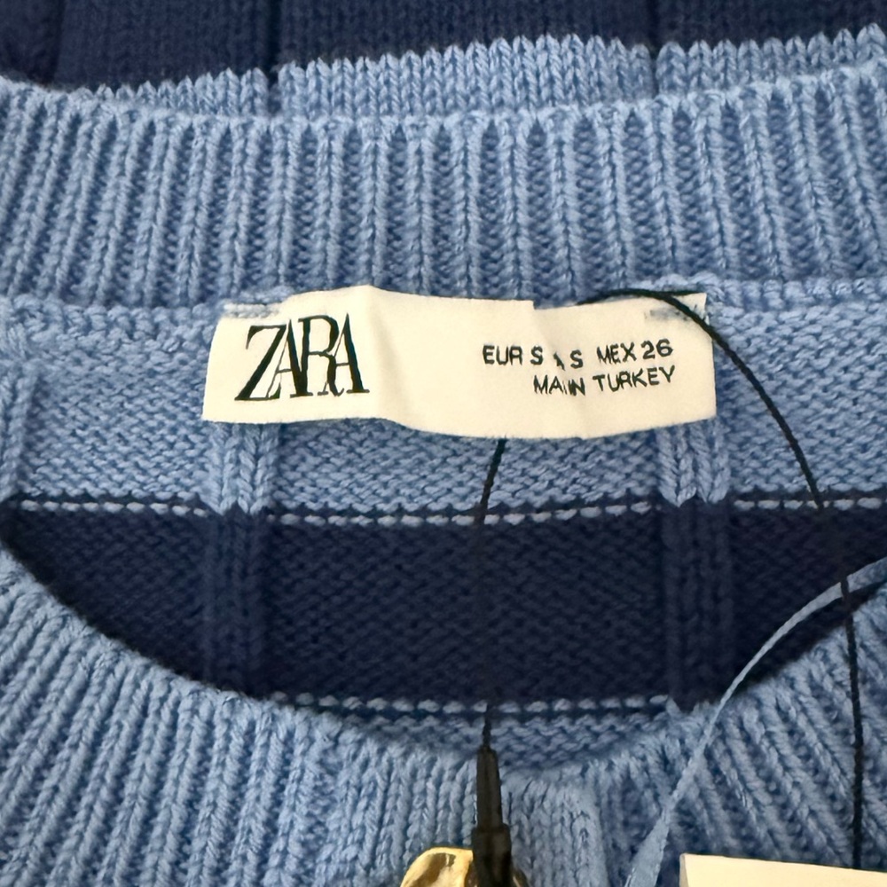 NWT Zara Striped Woven Knit Top - Picture 7 of 8